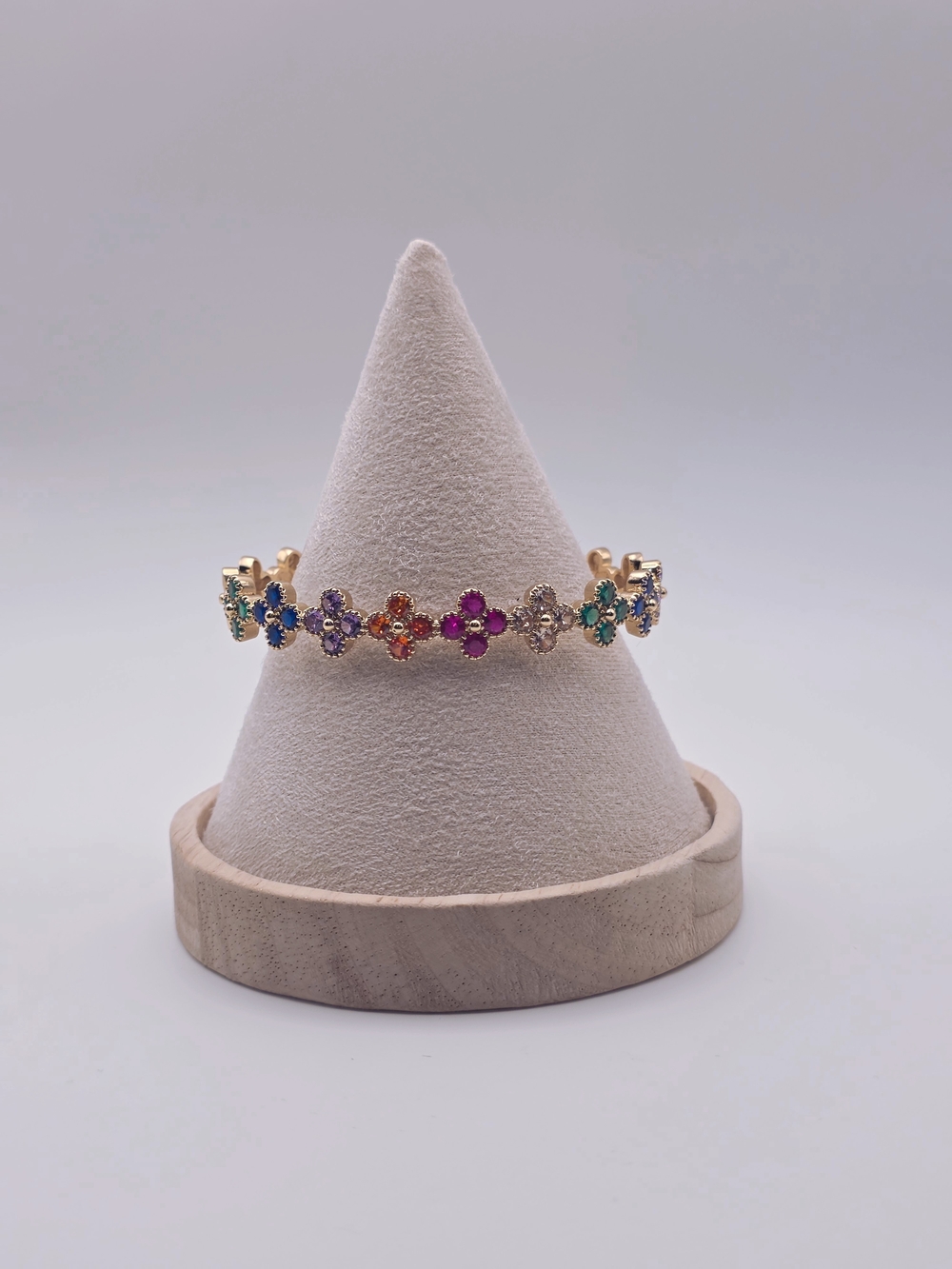 Gold Multicolor Flower AAA CZ Bracelet - Women Jewelry